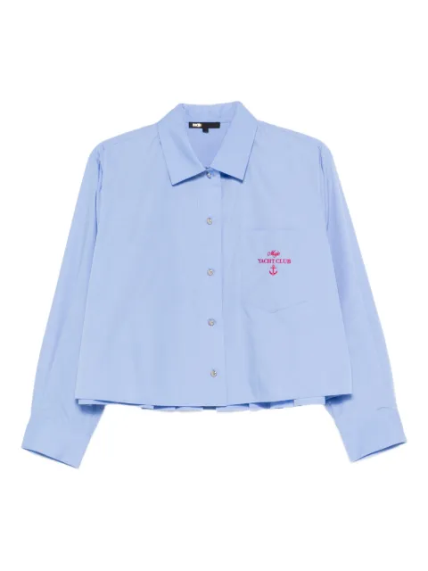 Maje embroidered shirt with pleated back Blue MFPCM00722