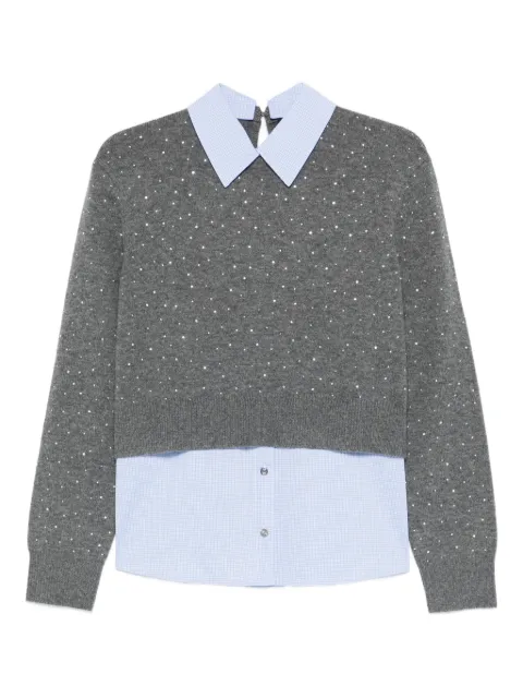 Maje removable rhinestone trim jumper Grey MFPPU00985
