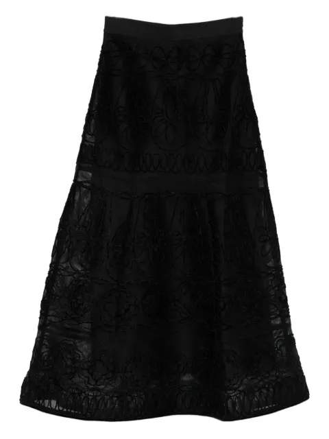 Maje embroidered basket-weave knit skirt Black MFPJU01576