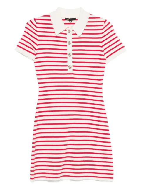 Maje striped button knit dress Red MFPRO04687