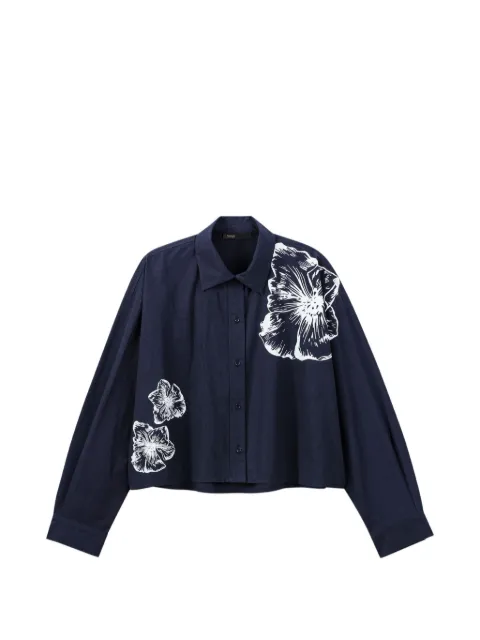 Maje cropped cotton shirt Blue MFPCM00720