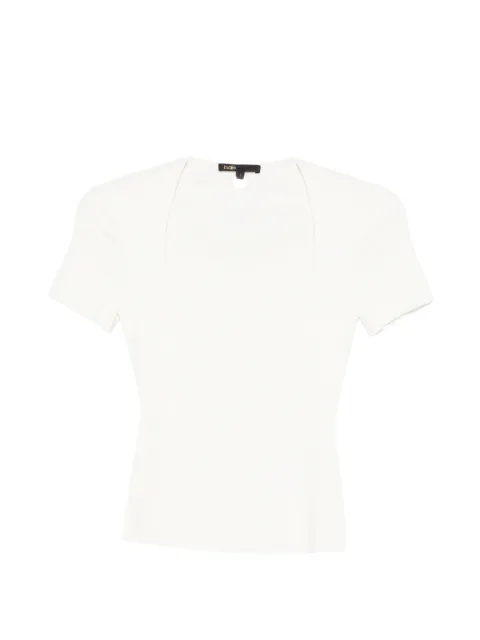 Maje square-neck ribbed sweater White MFPPU01014