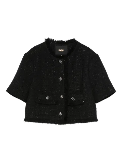 Maje short shiny tweed jacket Black MFPVE00767