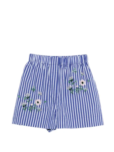 Maje embroidered striped cotton shorts Blue MFPSH00725