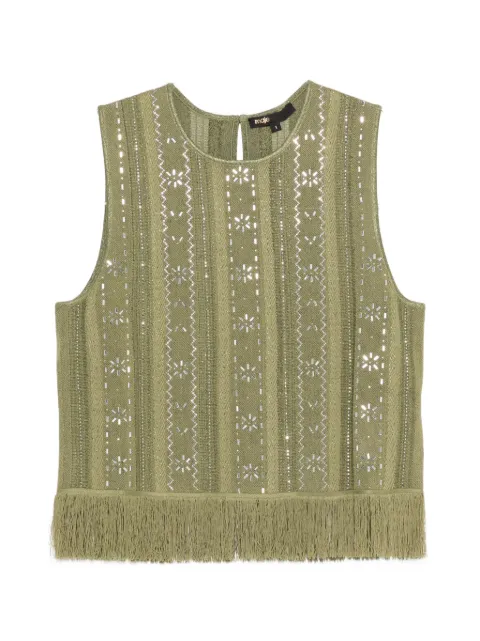 Maje fringed rhinestone flower top Green MFPTO01320