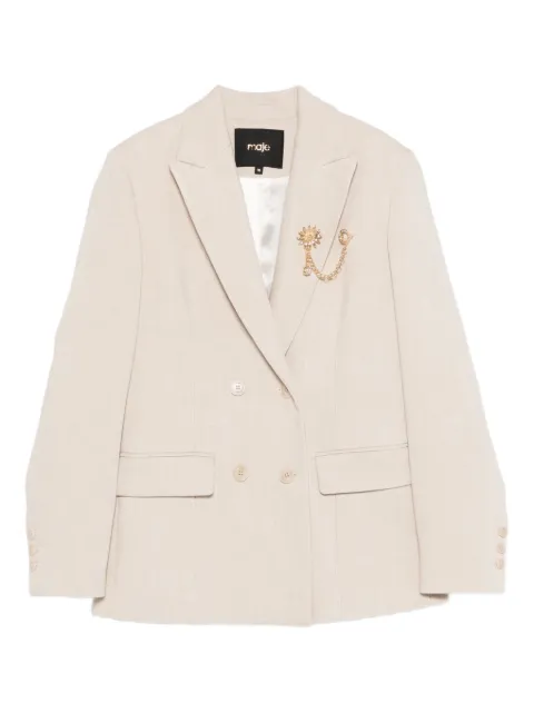 Maje suit jacket with brooch Neutrals MFPVE00760