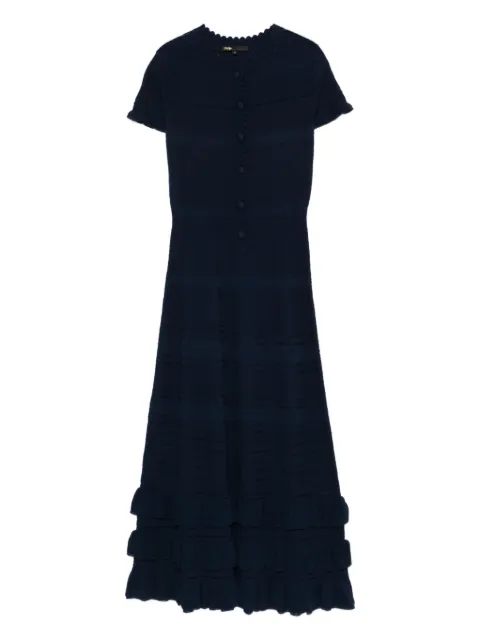 Maje knit maxi dress with ruffles Blue MFPRO04588
