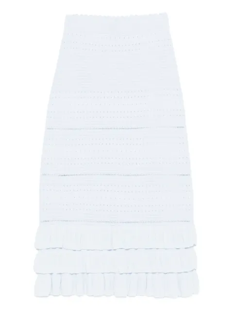 Maje long ruffled knit skirt Blue MFPJU01573