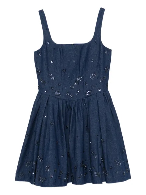 Maje flared embroidered denim dress Blue MFPRO04559
