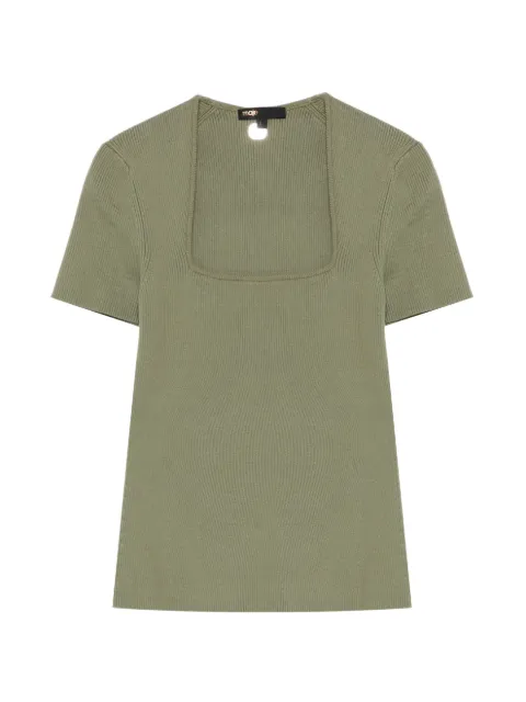 Maje square-neck ribbed sweater Green MFPPU01014