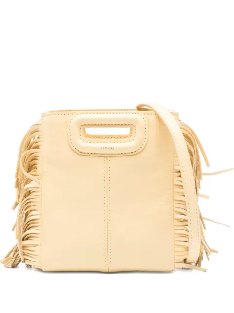 Maje matte crackled leather M mini bag Neutrals MFASA01428