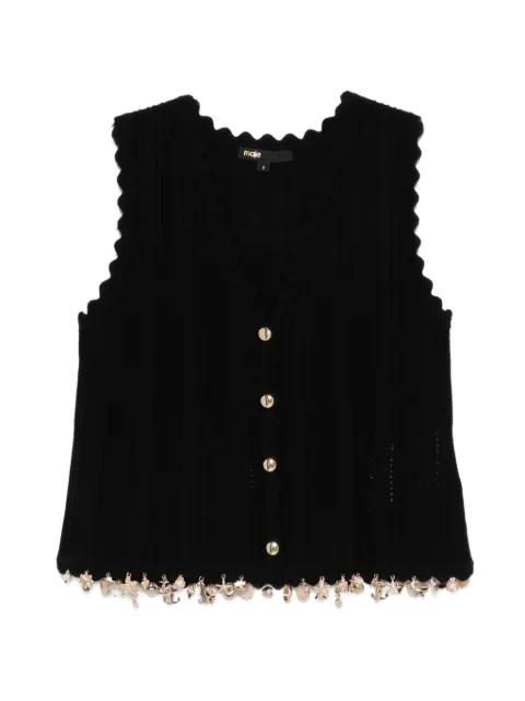 Maje gold-embellished knit cardigan Black MFPTO01292