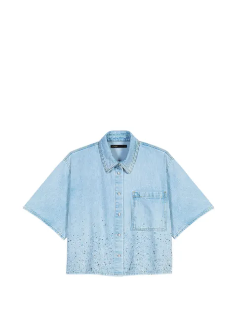 Maje cropped rhinestone denim shirt Blue MFPCM00735
