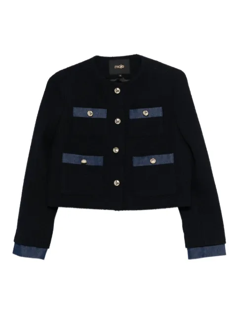 Maje tweed jacket with denim trim Blue MFPVE00757