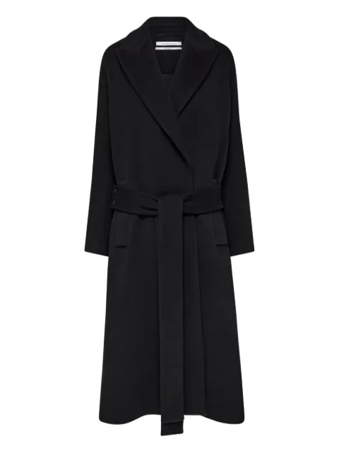 Another Tomorrow belted wrap coat Black A424OW033WO