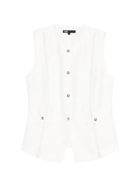 Maje embroidered linen-blend jacket White MFPTO01302