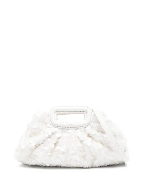 Maje mini Milpli sequin-embellished clutch bag White MFAPM00366