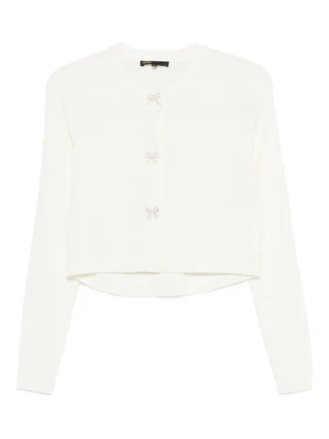 Maje jewelled bow-button cardigan Neutrals MFPCA00669