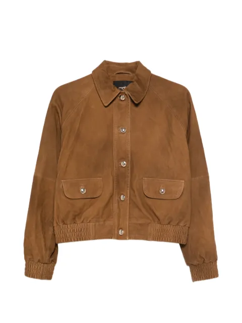 Maje button flap-pocket leather jacket Brown MFPBL00839