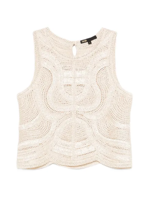 Maje sleeveless crochet-knit top Neutrals MFPTO01287