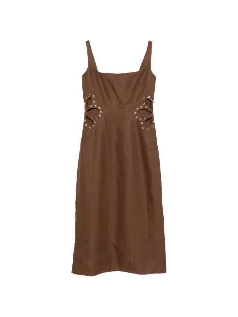 Maje linen blend maxi dress Brown MFPRO04692