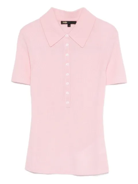Maje polo collar ribbed sweater Pink MFPPU01007
