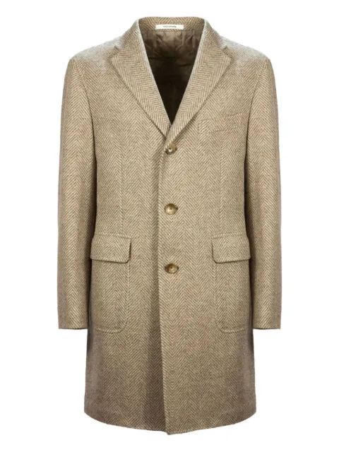 Tagliatore herringbone weave brooch coat Neutrals CSBMM3W610079F1205