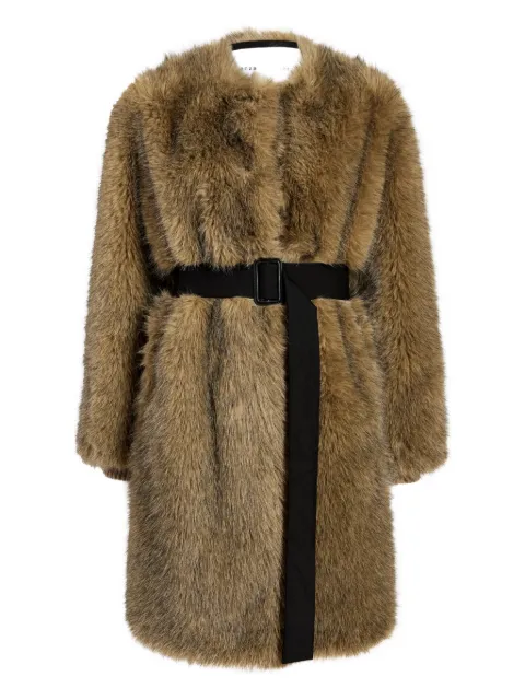 Proenza Schouler White Label faux fur belted Khai coat Brown WL2611141AY218
