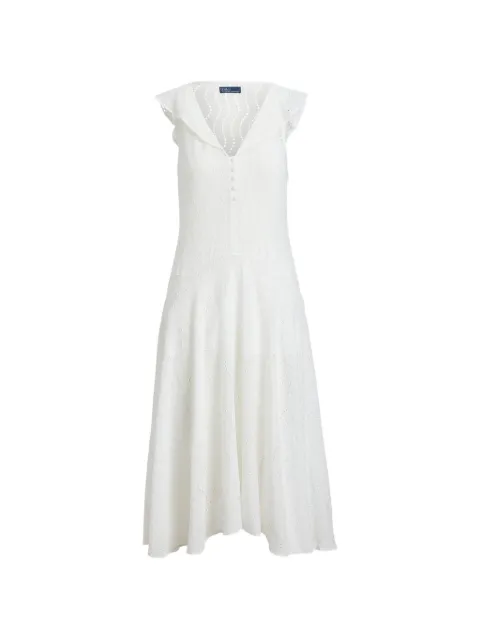Polo Ralph Lauren ruffled V-neck midi dress White 211A12901001