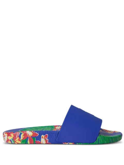 Polo Ralph Lauren pony floral-print slides Blue 809P08336002