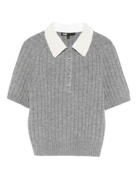 Maje removable beaded collar sweater Grey MFPPU00982