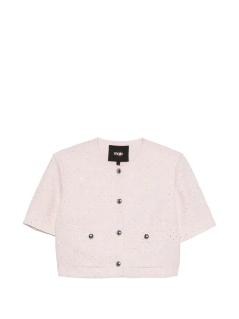 Maje short-sleeved tweed jacket Pink MFPVE00799