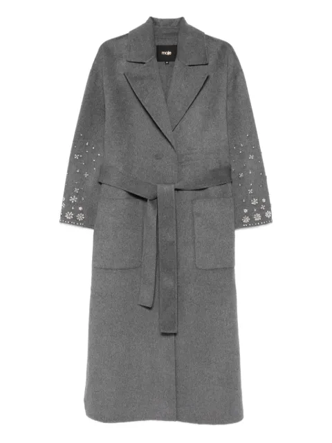 Maje long double-faced rhinestone coat Grey MFPOU01436