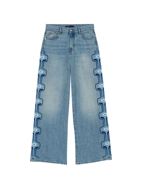Maje floral embroidered wide-leg jeans Blue MFPJE00789
