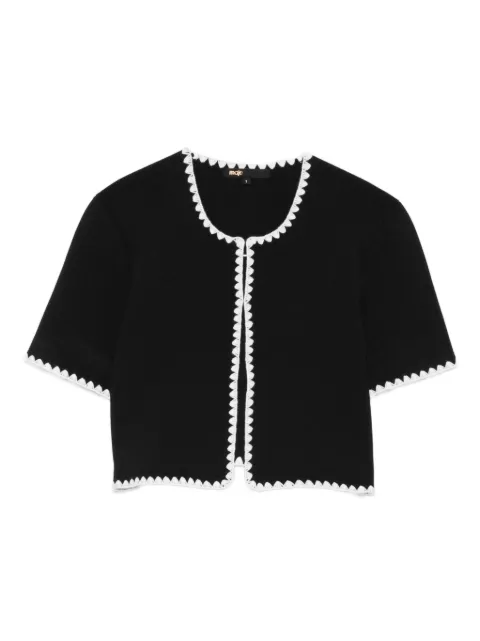 Maje topstitched cropped cardigan Black MFPCA00685