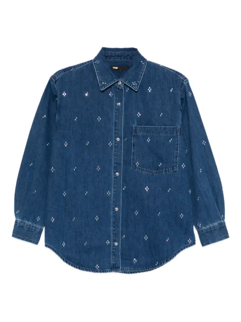 Maje rhinestone denim shirt Blue MFPCM00726
