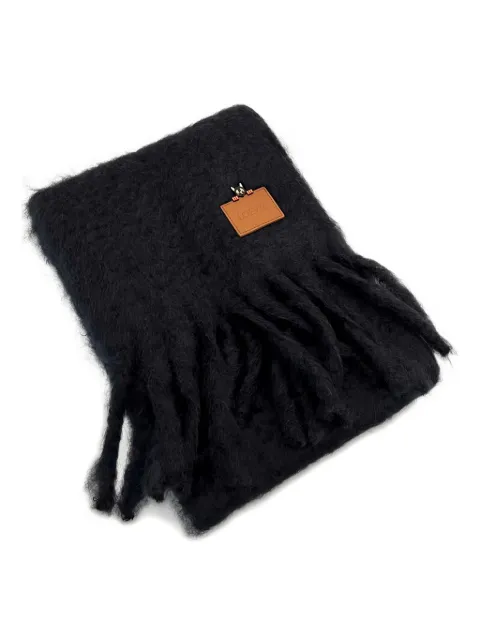 LOEWE fringe plaque scarf Black FSA6SS1W04