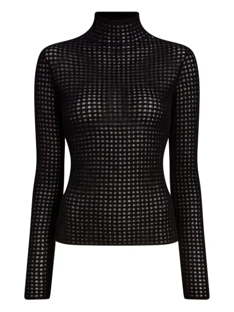 Proenza Schouler White Label Zella check-knit mock-neck jersey Black WL2617647KW201