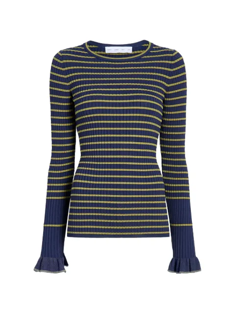 Proenza Schouler White Label Yasmine striped ruffled sweater Blue WL2617678KY409