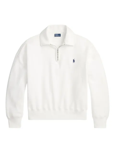 Polo Ralph Lauren zip-collar embroidered sweatshirt White 211B18686001