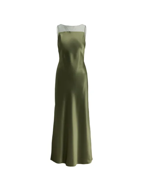 Polo Ralph Lauren sheer-panel satin dress Green 211A96372001