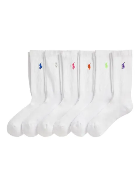 Polo Ralph Lauren embroidered pony crew sock 6-pack White 455972889003