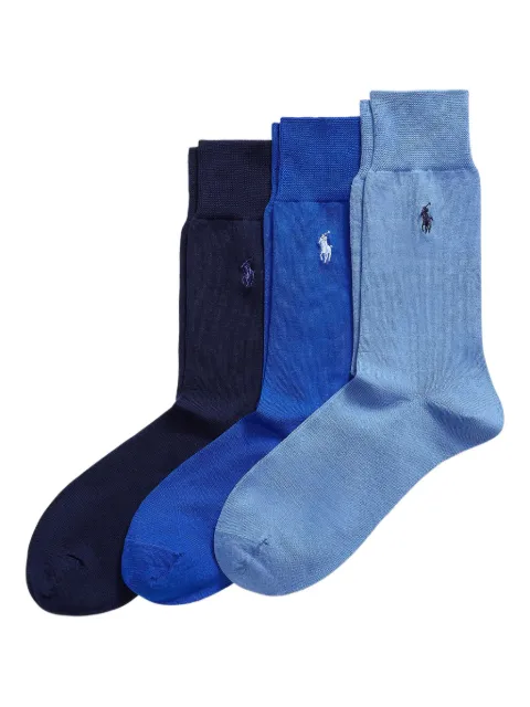 Polo Ralph Lauren ribbed embroidered socks (pack of three) Blue 449958868008