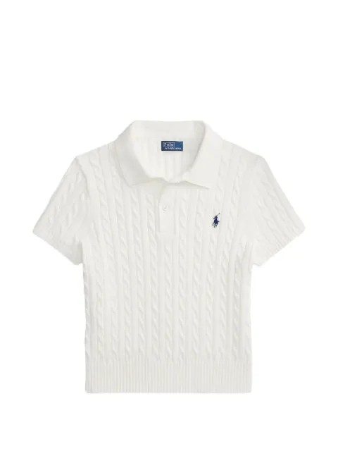 Polo Ralph Lauren cropped cable-knit polo shirt White 211972118501