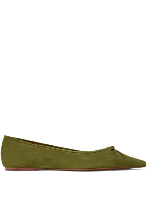Polo Ralph Lauren pointed bow suede ballet flat Green 818P05446001
