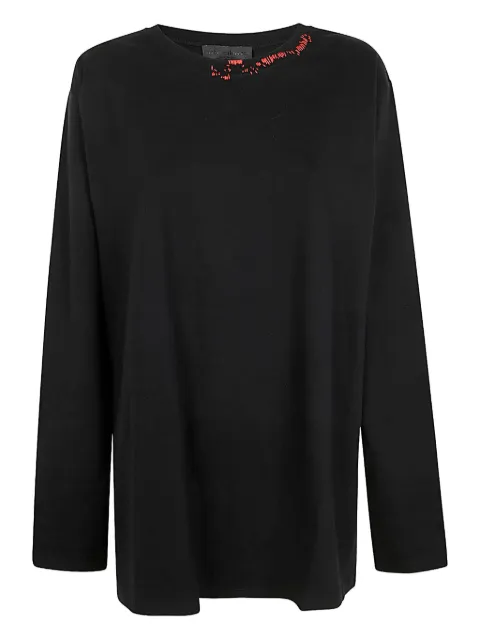 Maria Calderara bird-appliqué top Black S406JR