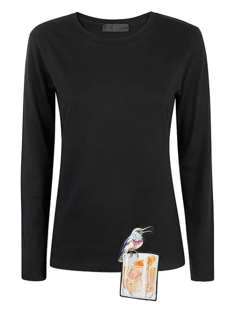 Maria Calderara appliqué-motif top Black S400J