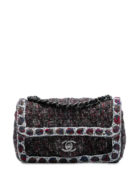 CHANEL Pre-Owned 2019 Mini Rectangular Classic Braided Tweed Single Flap crossbody bag Black YSOCPEO2916CRJO5