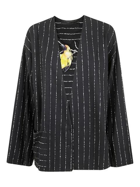 Maria Calderara striped pocket jacket Black S204B
