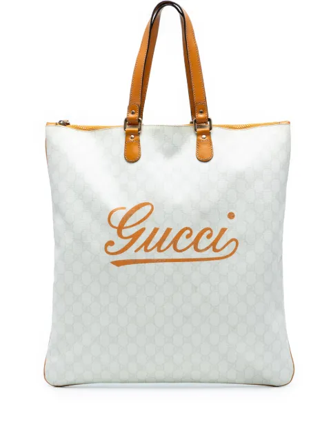 Gucci Pre-Owned 2000-2015 GG Supreme Heritage Logo Flat Zip tote bag White UBQ6HUJIRLCWY3QD